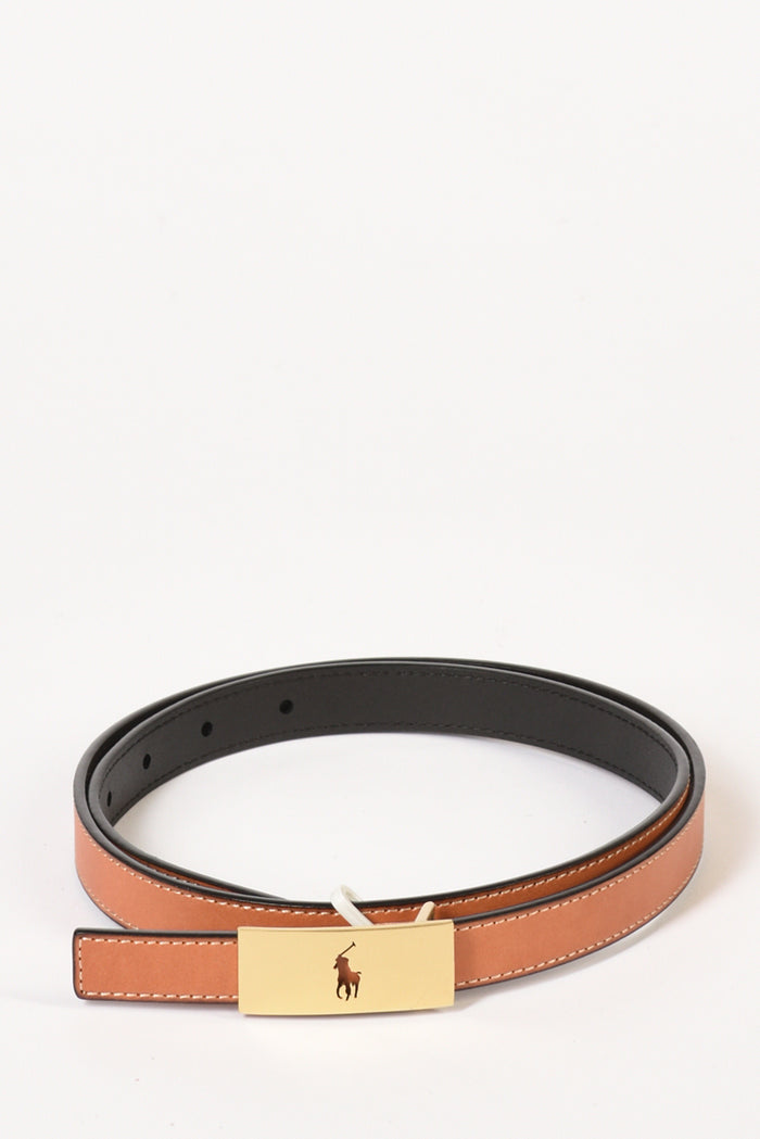 Polo Ralph Lauren Cintura Reversibil Nero/cuoio Donna - 1