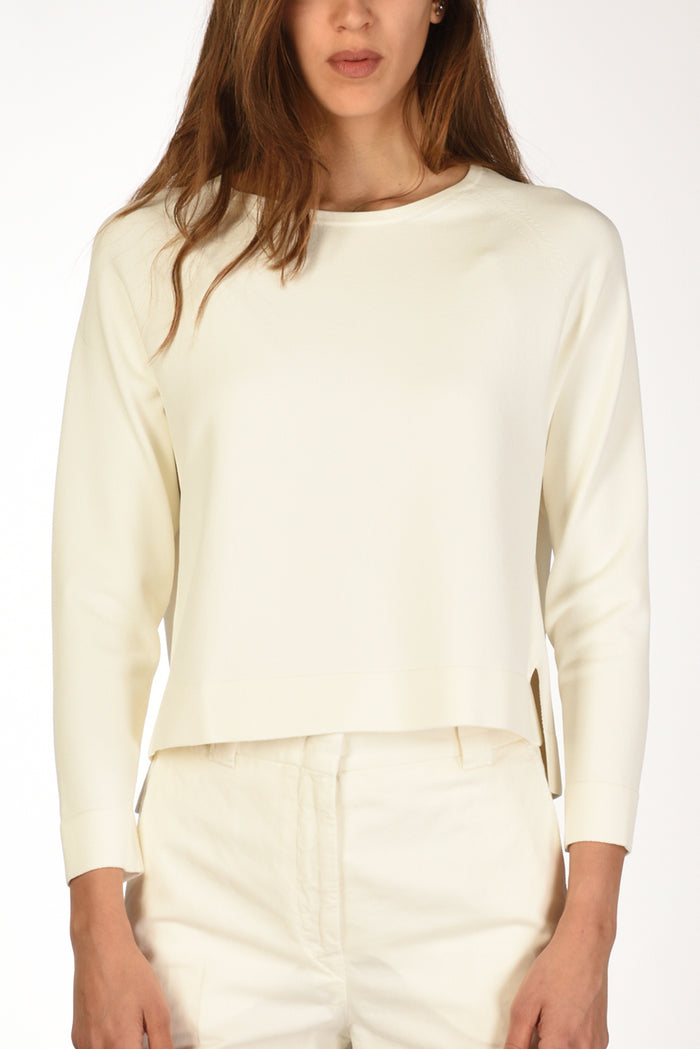 Base Milano Maglia Felpa Bianco Latte Donna - 3