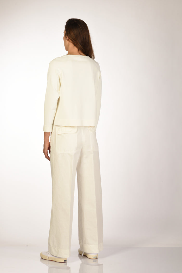 Base Milano Maglia Felpa Bianco Latte Donna - 5