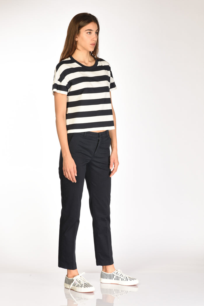 Majestic Filatures Paris Maglia Girocollo Bianco/blu Donna - 4