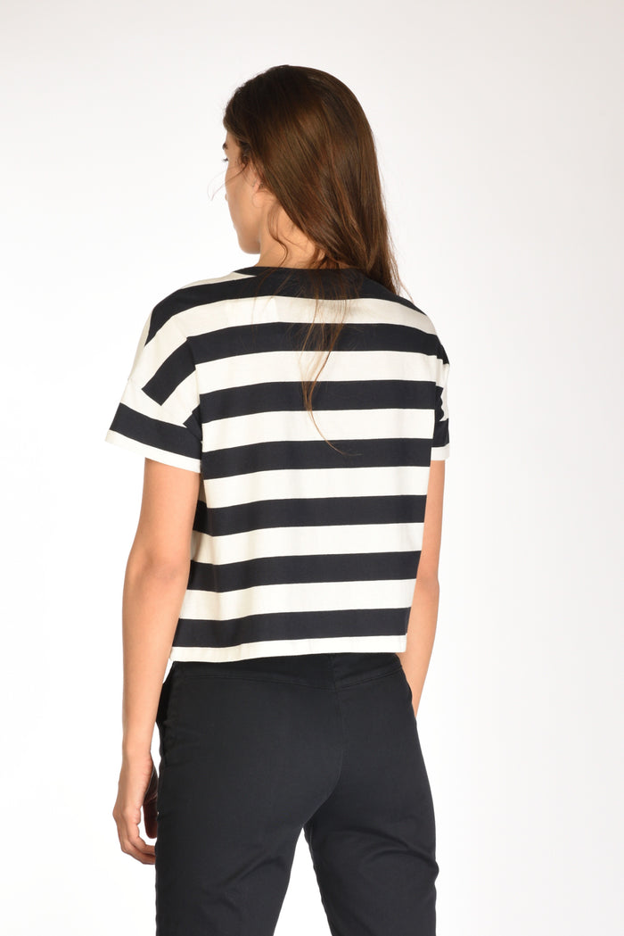 Majestic Filatures Paris Maglia Girocollo Bianco/blu Donna - 5