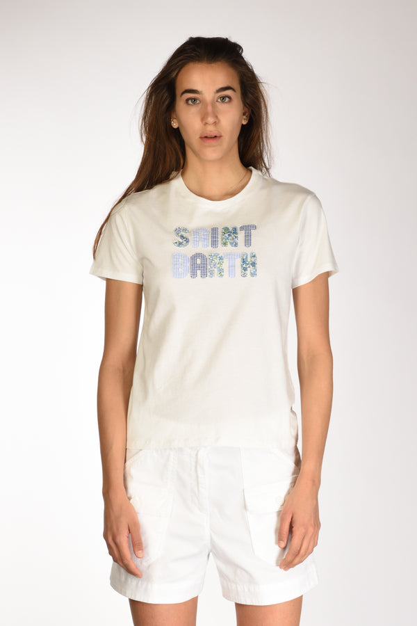 Mc2 Saint Barth Tshirt Emilie Bianco/azzurro Donna-2