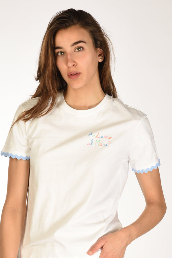 Mc2 Saint Barth Tshirt Emilie Bianco/azzurro Donna