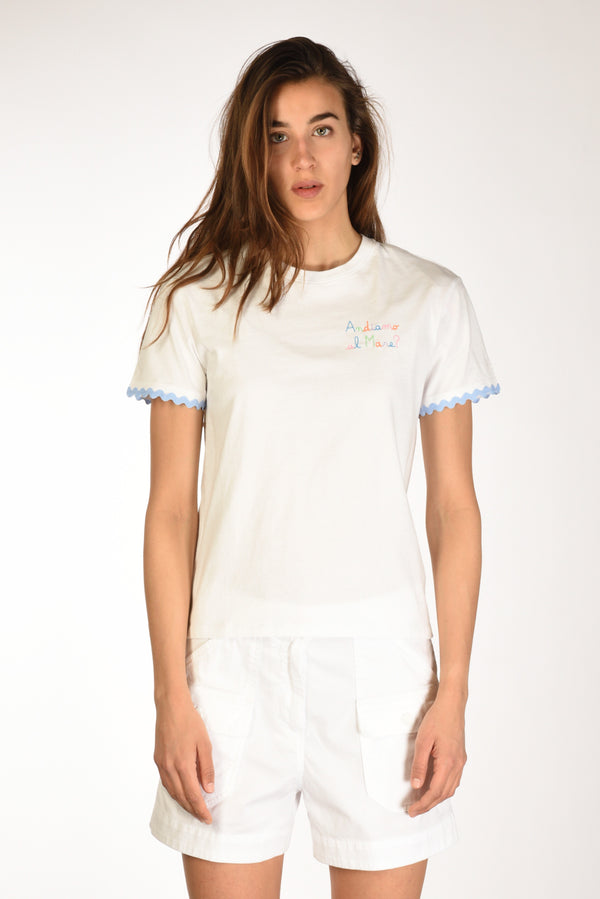 Mc2 Saint Barth Tshirt Emilie Bianco/azzurro Donna-2