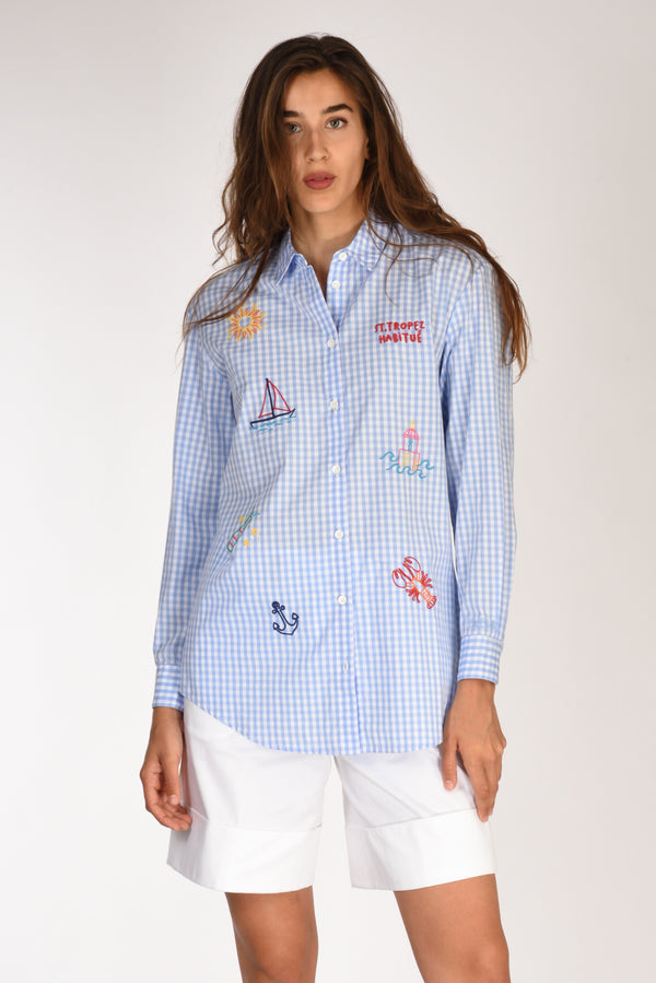 Mc2 Saint Barth Camicia Brigitte Azzurro/bianco/multicolor Donna