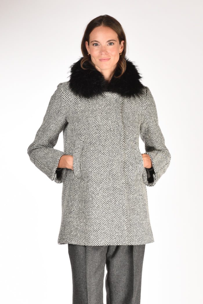 Ava Adore Caban Ecofur Nero/bianco Donna - 1