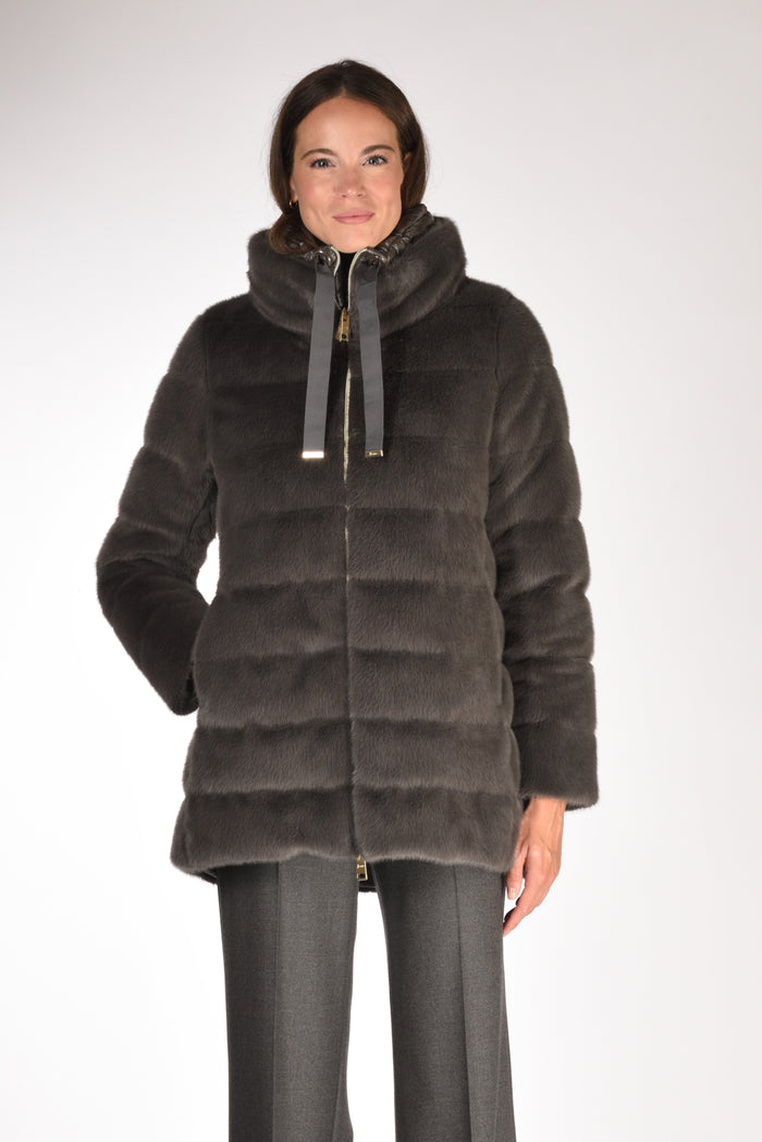 Herno Iumino Faux Fur Grigio Scuro Donna - 1