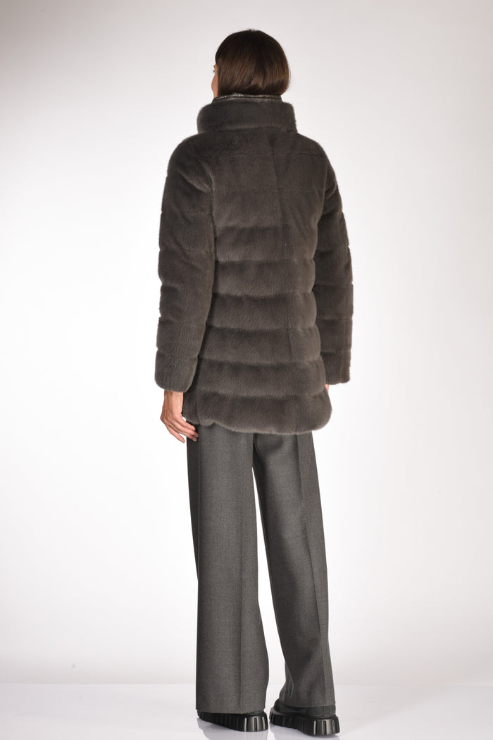 Herno Iumino Faux Fur Grigio Scuro Donna - 5