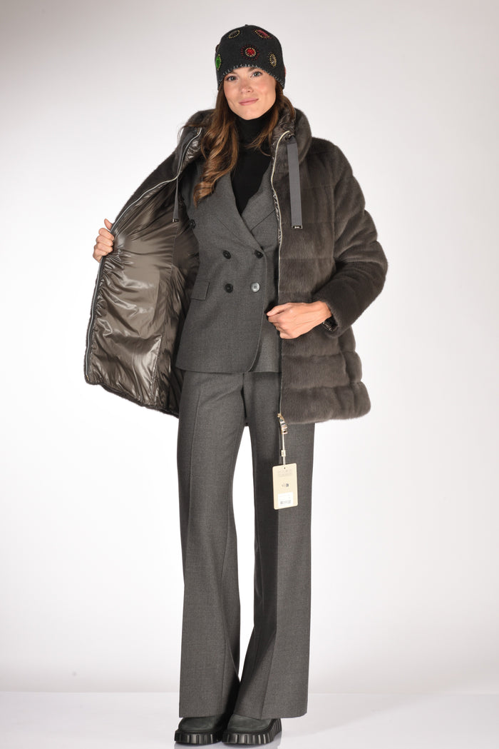 Herno Iumino Faux Fur Grigio Scuro Donna - 6