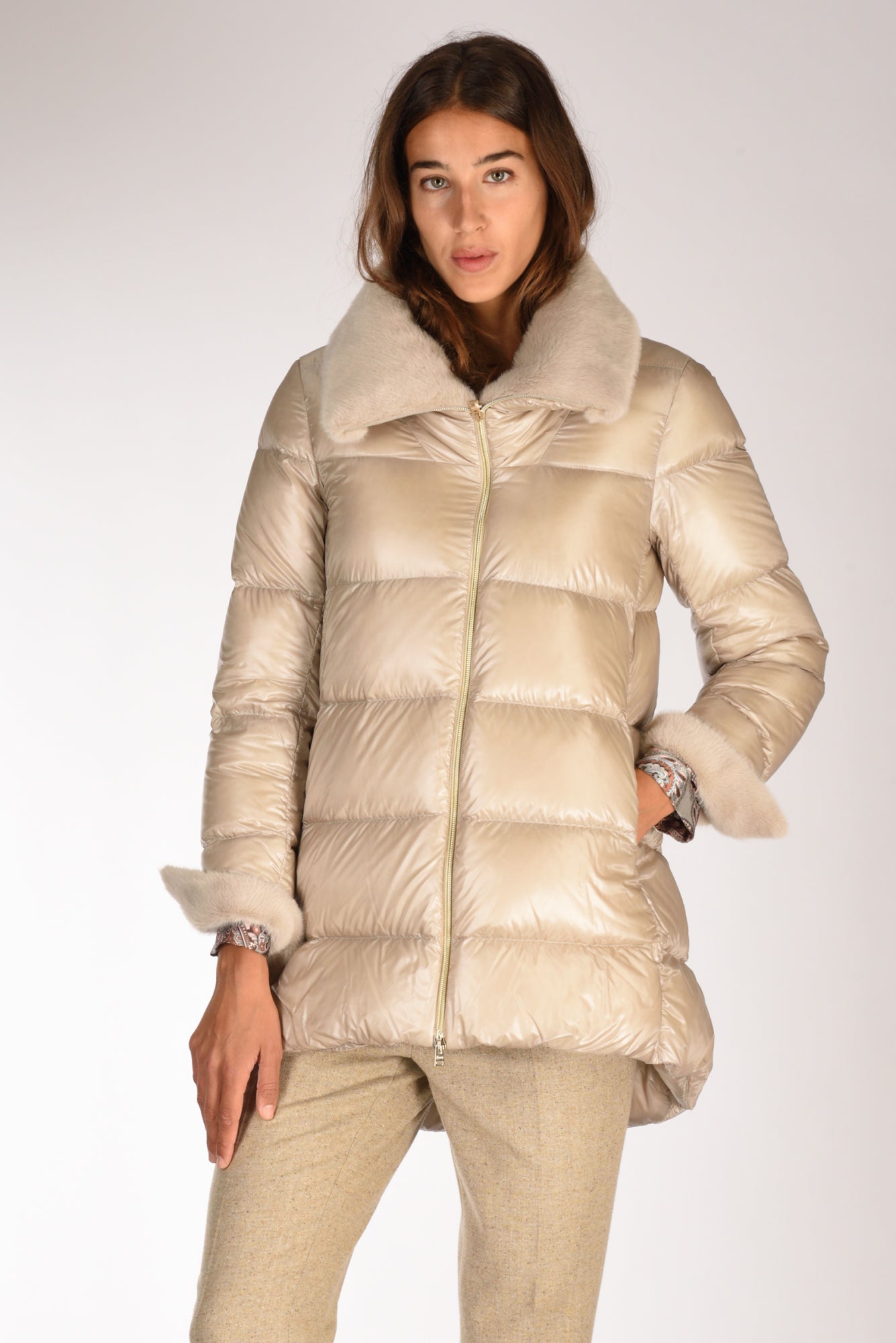 Herno Piumino Faux Fur Beige Donna » Five Brescia - Main Image