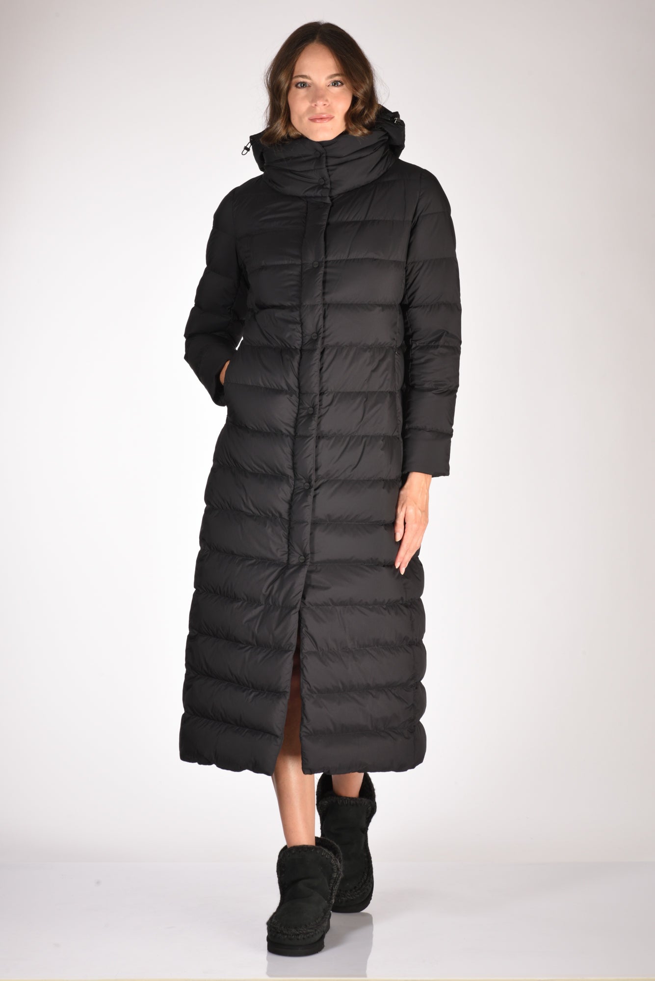 Herno Piumino Lungo Nero Donna » Five Brescia