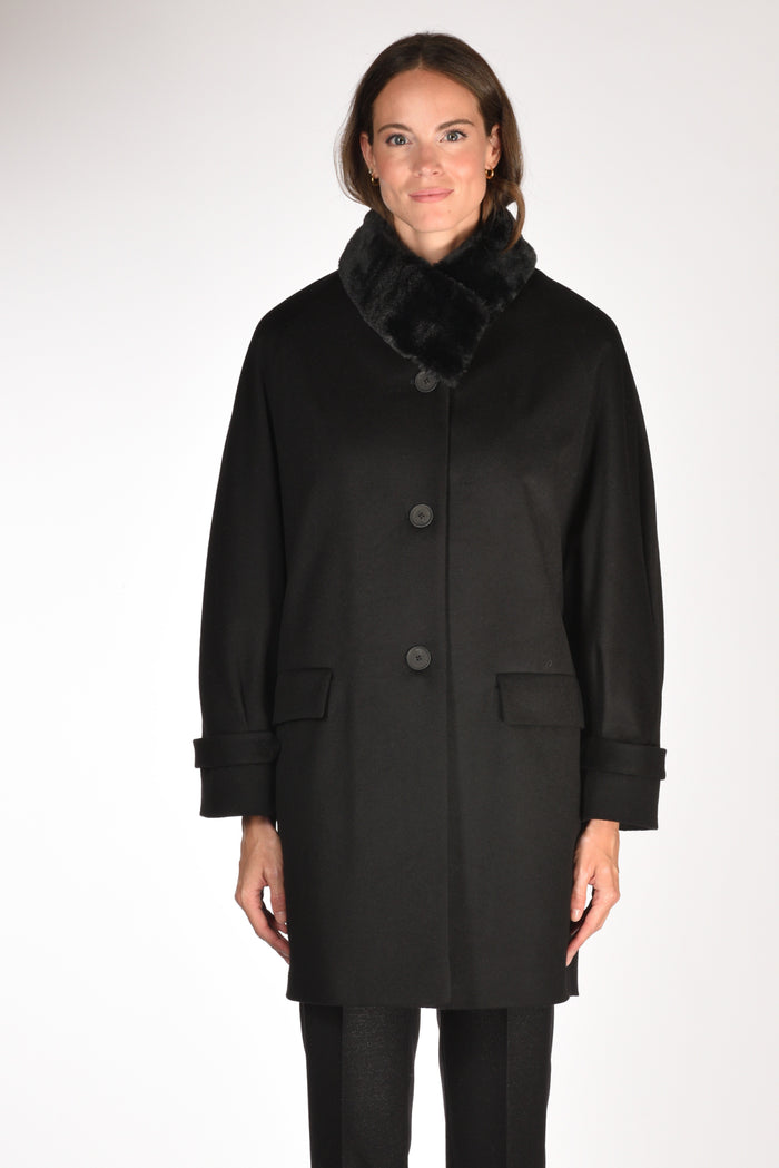 Mouche Cappotto Ecofur Nero Donna - 2