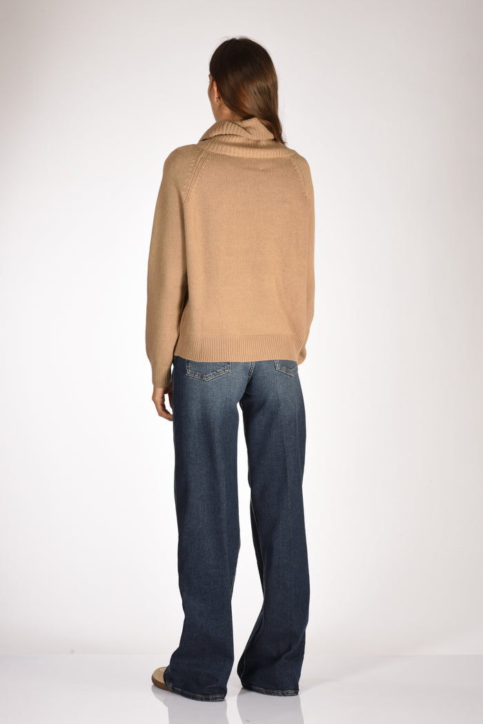 Allude Maglia Collo Alto Beige Scuro Donna - 5