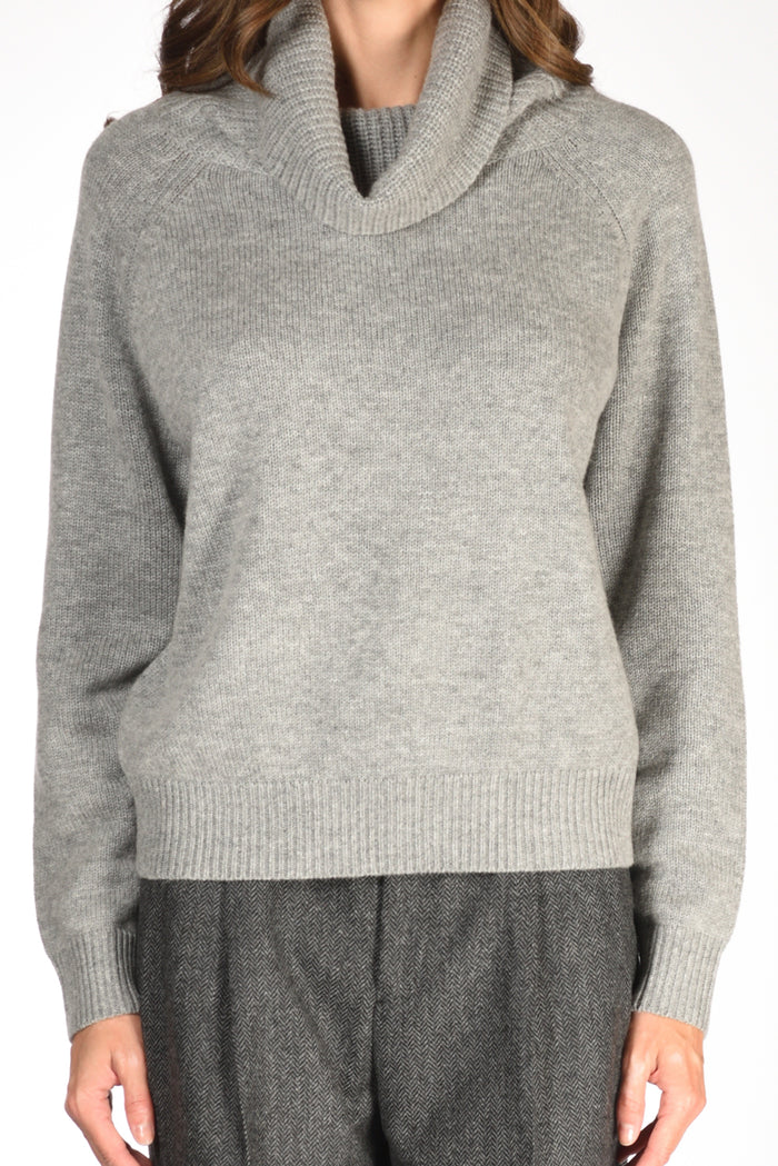 Allude Maglia Collo Alto Grigio Donna - 3