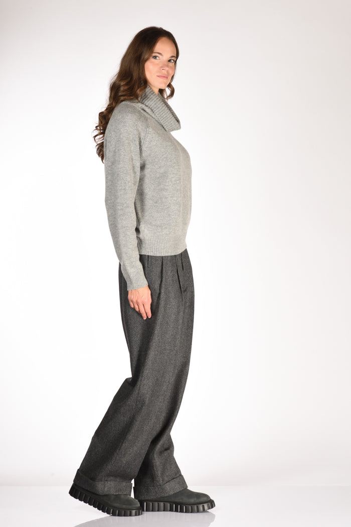 Allude Maglia Collo Alto Grigio Donna - 4