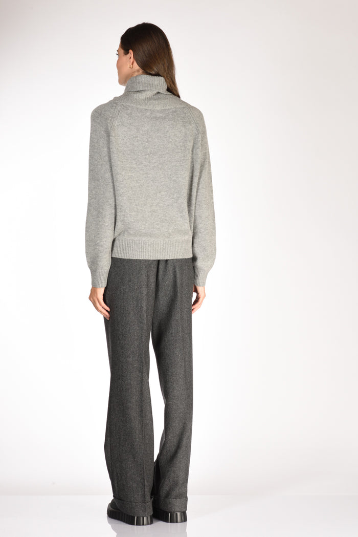 Allude Maglia Collo Alto Grigio Donna - 5