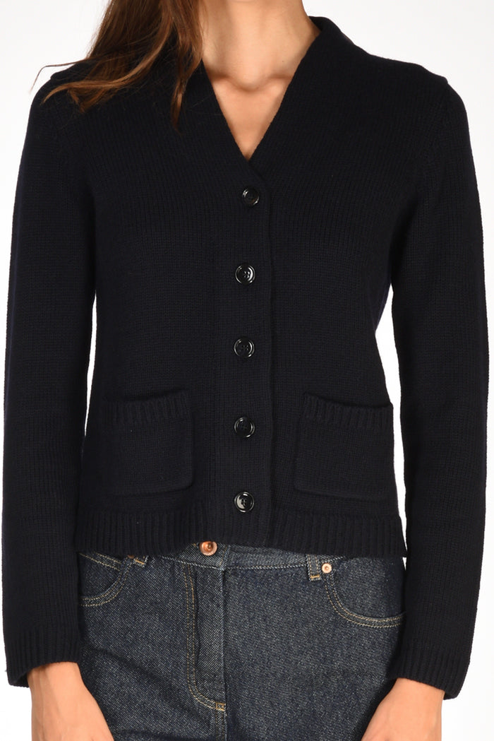 Allude Maglia Cardigan Blu Donna - 3