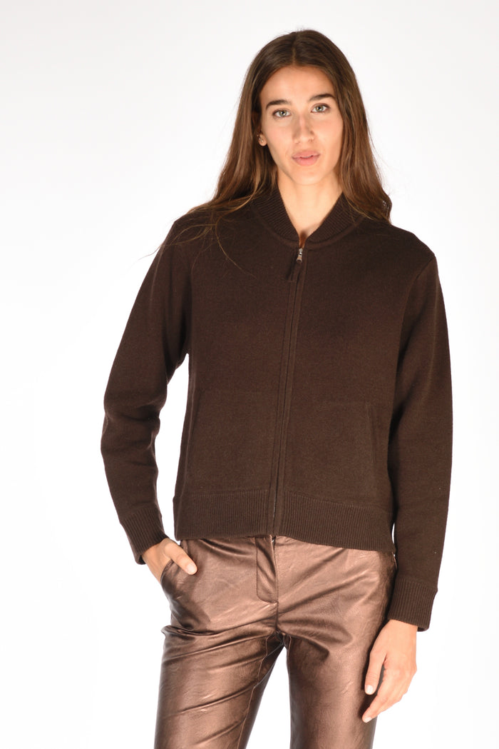 Allude Maglia Zippata Marrone Donna - 1
