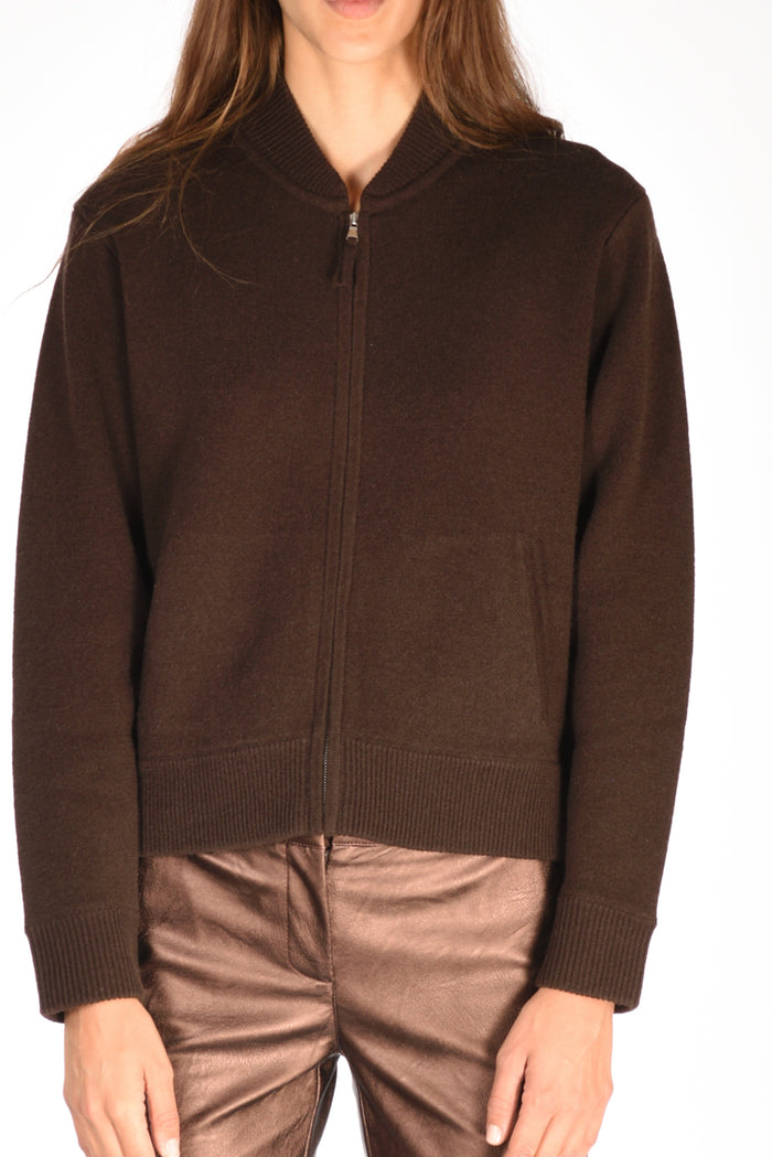 Allude Maglia Zippata Marrone Donna - 3