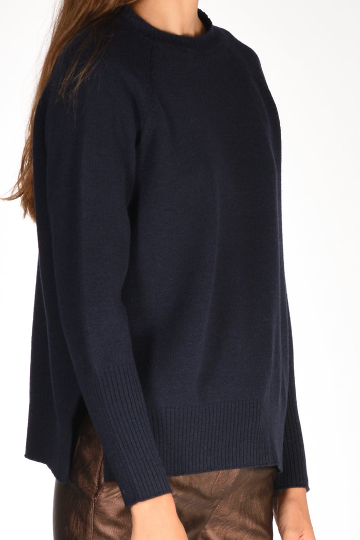 Base Milano Maglia Girocollo Blu Donna - 3