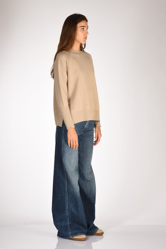 Base Milano Maglia Girocollo Beige Donna - 4