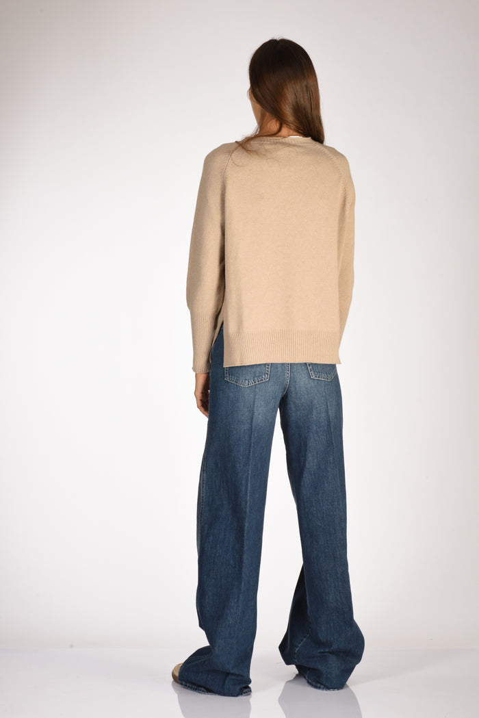 Base Milano Maglia Girocollo Beige Donna - 5