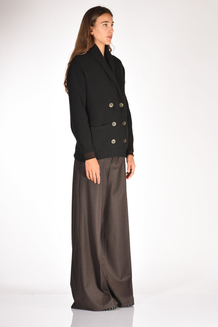 Base Milano Maglia Cardigan Nero Donna - 4