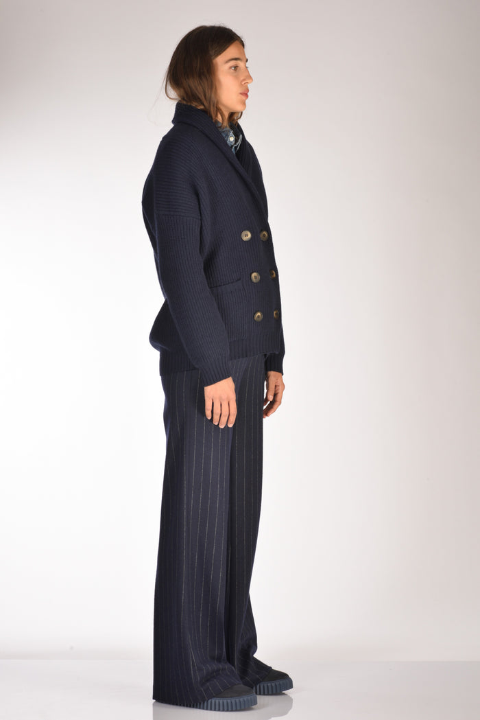 Base Milano Maglia Cardigan Blu Donna - 4
