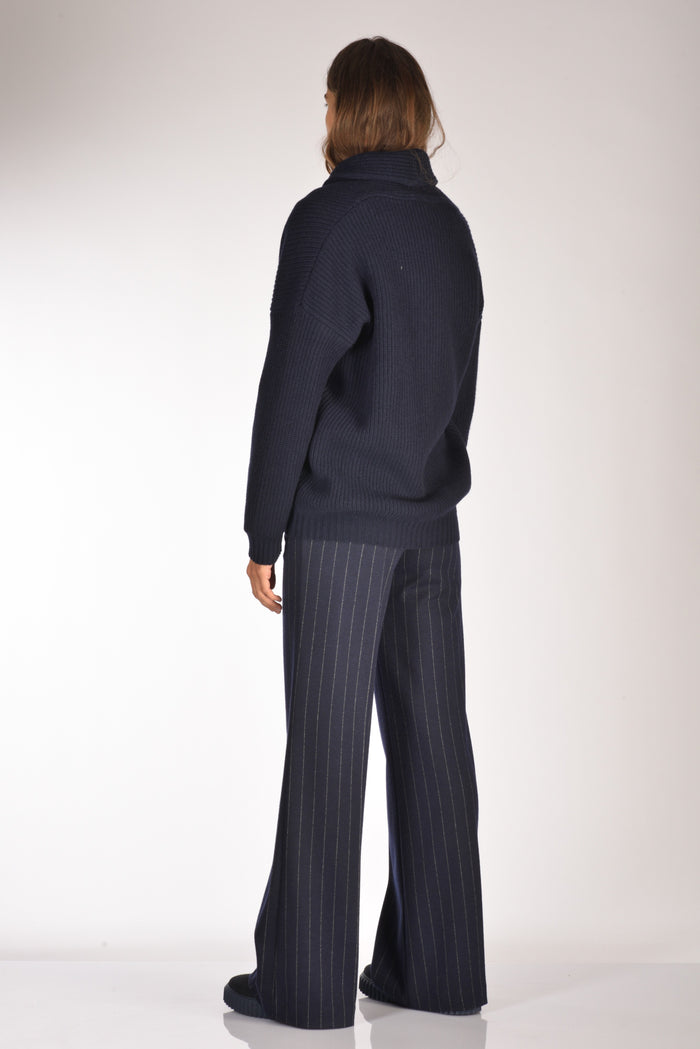 Base Milano Maglia Cardigan Blu Donna - 5