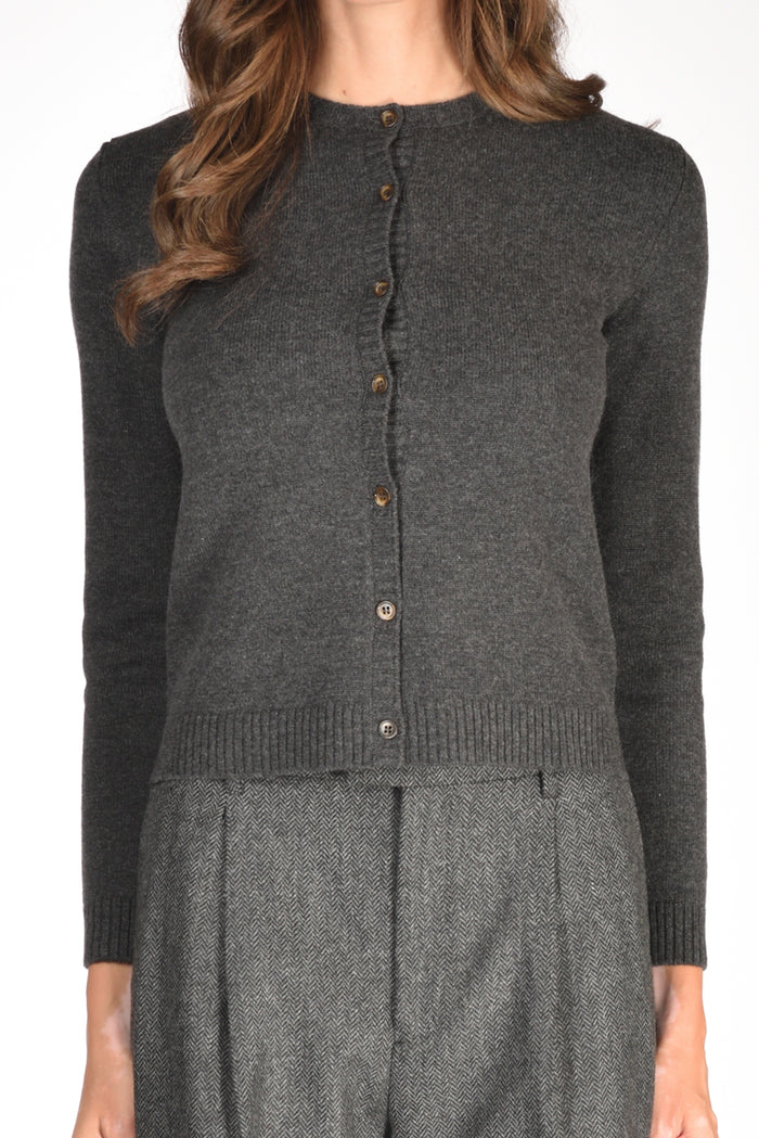 Base Milano Maglia Cardigan Grigio Scuro Donna - 3
