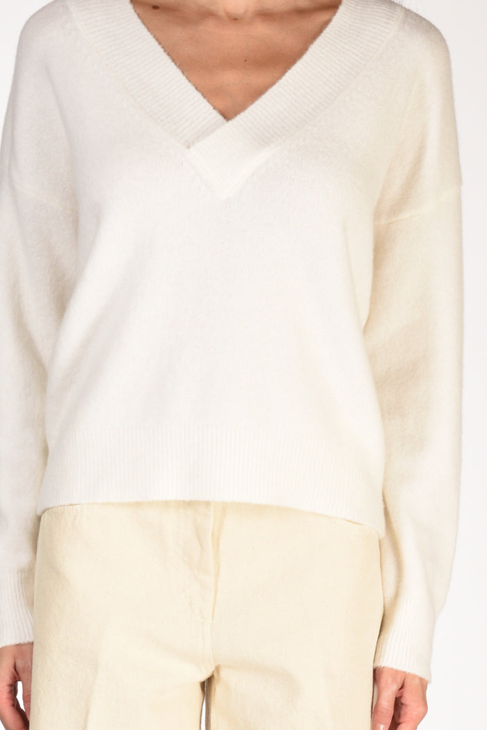 Anne Claire Maglia V Bianco Donna - 3