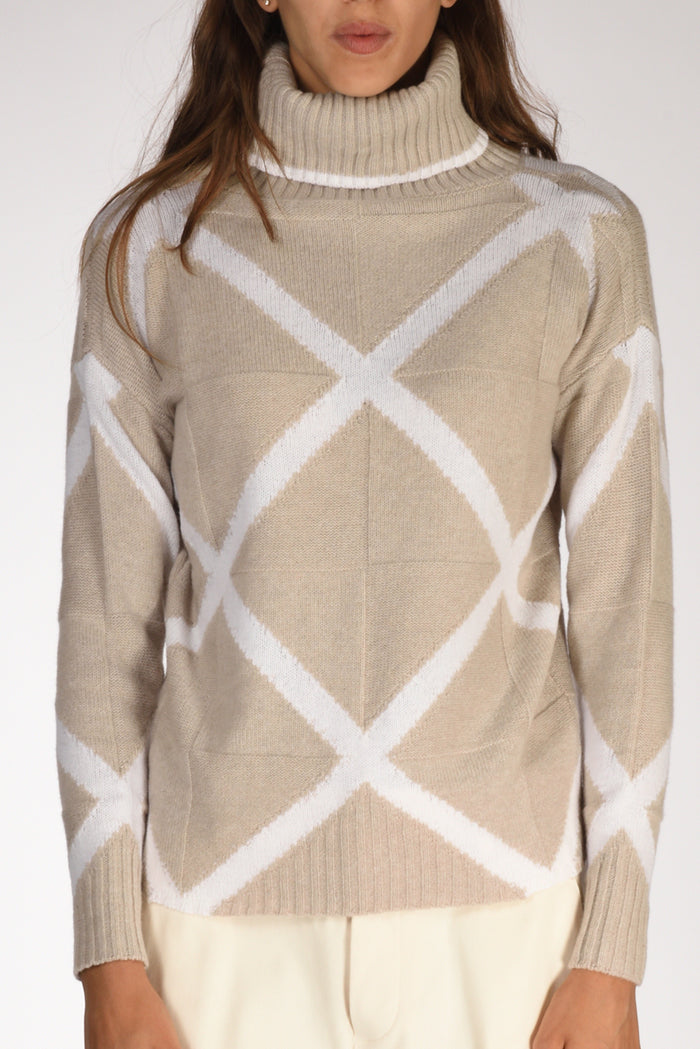 Anne Claire Maglia Collo Alto Beige Donna - 3