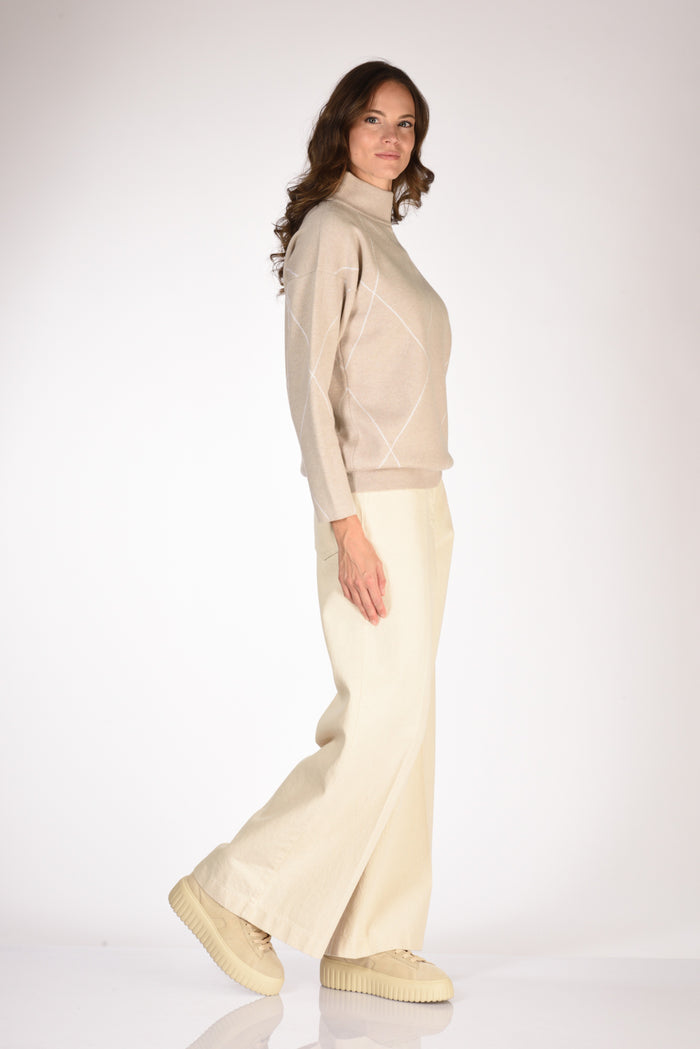 Anne Claire Maglia Cratere Beige/bianco Donna - 4