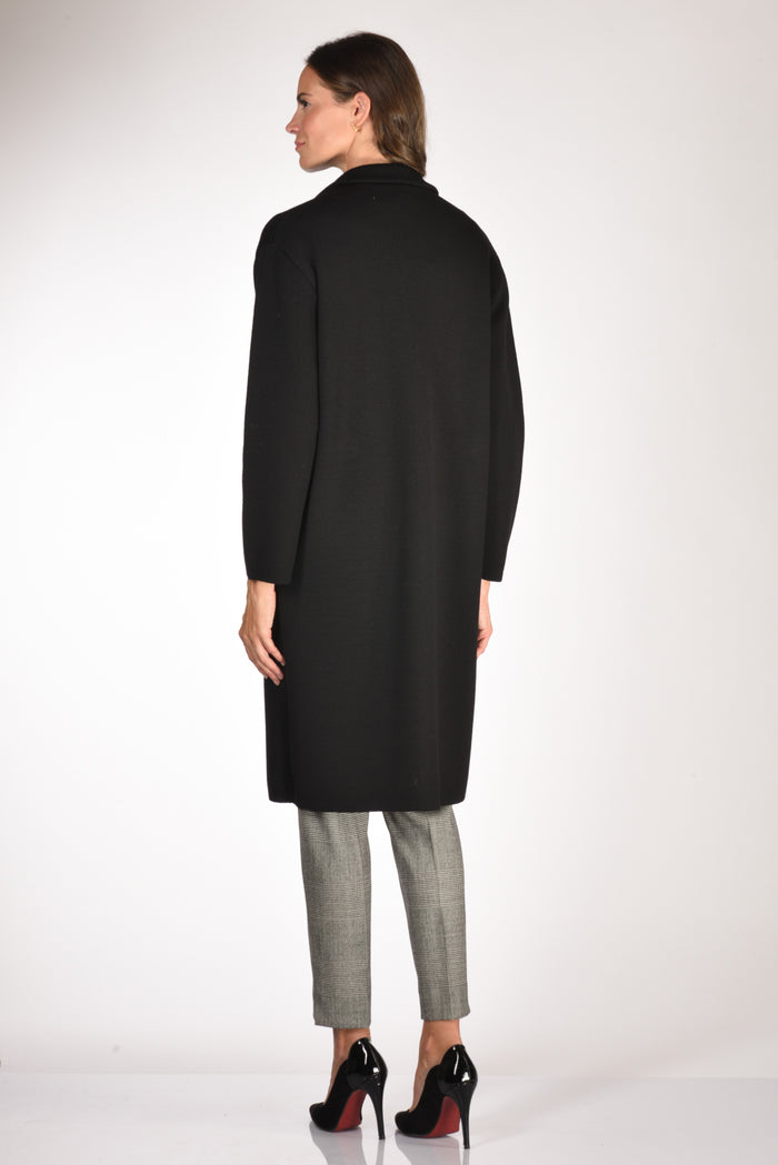 Ella Lago Di Como Cappotto Maglia Nero Donna - 5