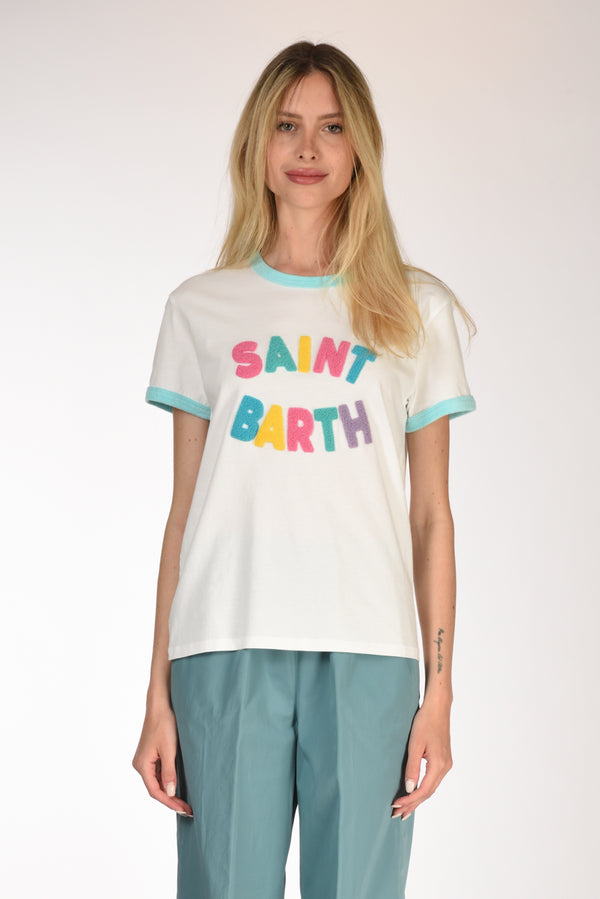 Mc2 Saint Barth Tshirt Scritta Bianco/multicolor Donna-2