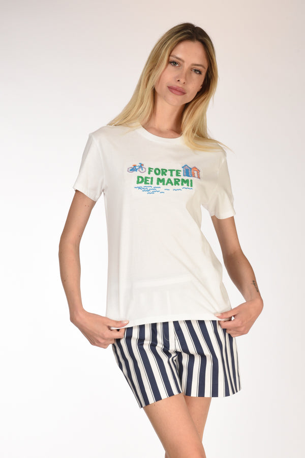 Mc2 Saint Barth Tshirt Scritta Bianco/verde Donna