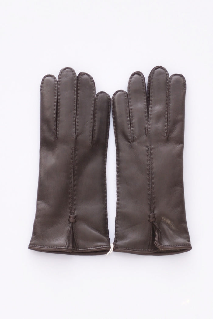 Alpo Brown Nappa Leather Gloves For Women - 1