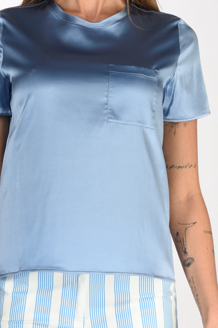 Shirt C Zero Tshirt Seta Azzurro Donna - 3