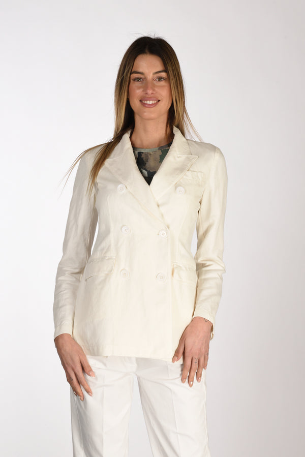 Aspesi Natural White Double-Breasted Jacket for Women