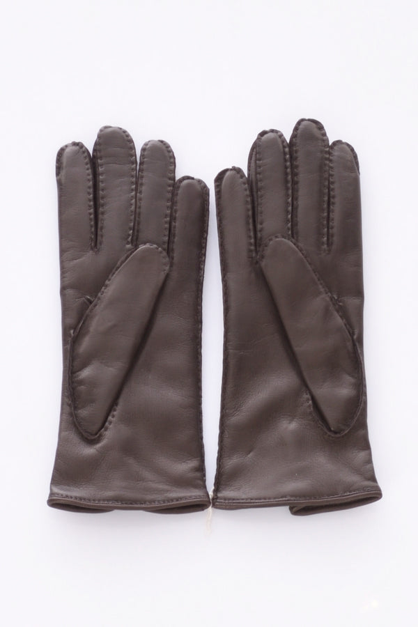 Alpo Brown Nappa Leather Gloves For Women-2