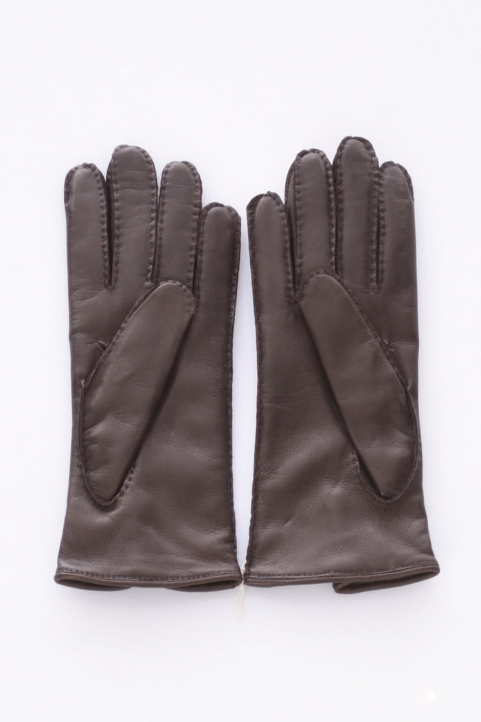 Alpo Brown Nappa Leather Gloves For Women - 2