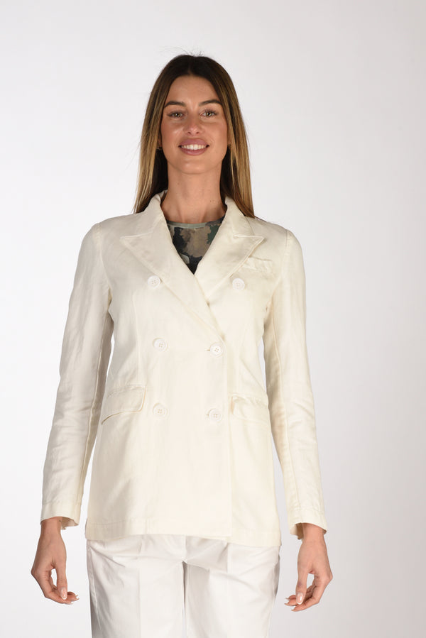 Aspesi Natural White Double-Breasted Jacket for Women-2