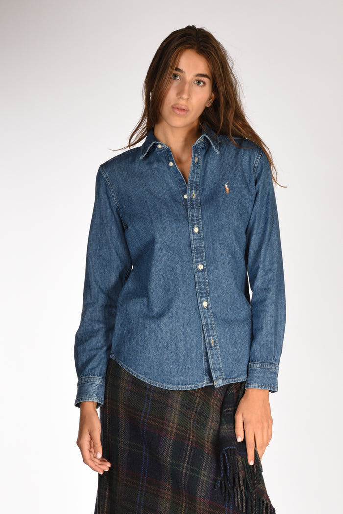 Polo Ralph Lauren Camicia Denim Blu Jeans Donna - 1