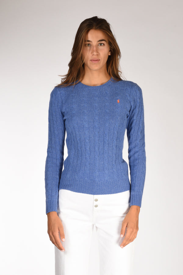 Polo Ralph Lauren Maglia Treccia Azzurro Donna-2