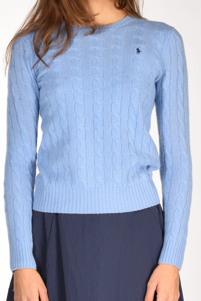 Polo Ralph Lauren Maglia Treccia Azzurro Chiaro Donna - 3