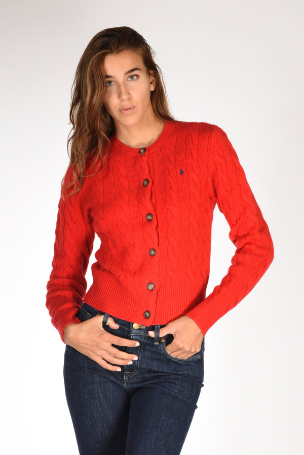 Polo Ralph Lauren Cardigan Treccia Rosso Donna