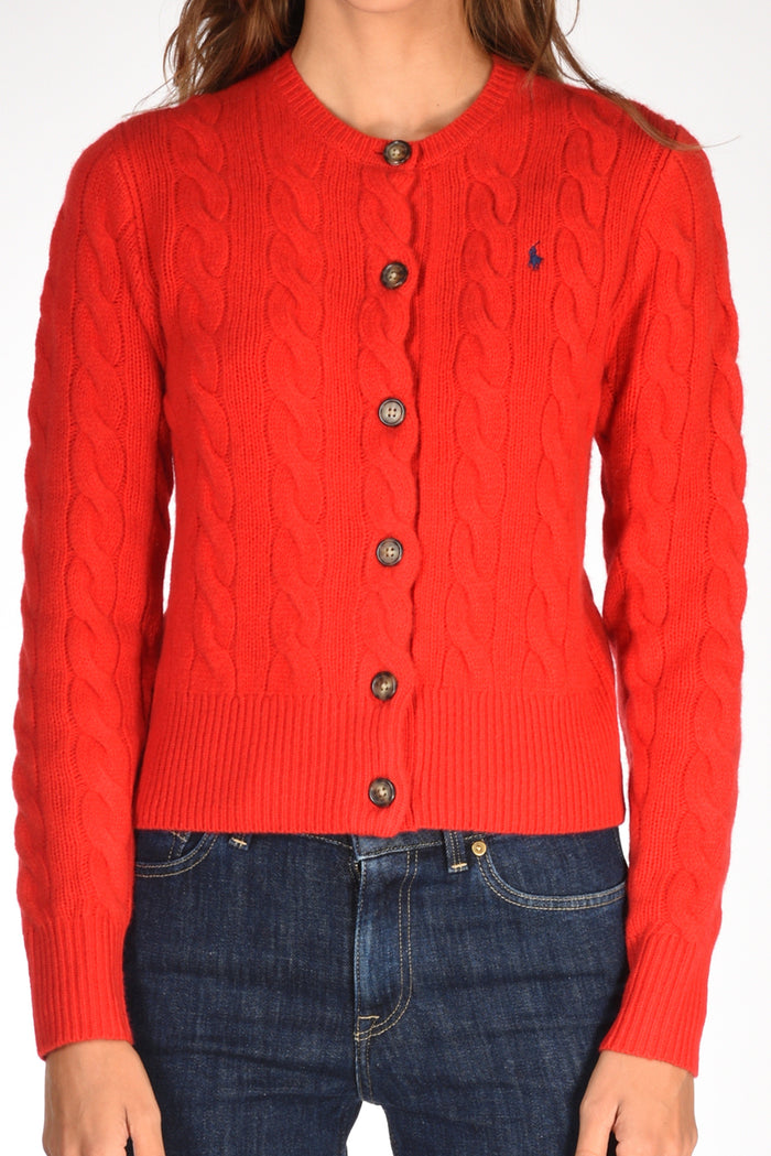 Polo Ralph Lauren Cardigan Treccia Rosso Donna - 3