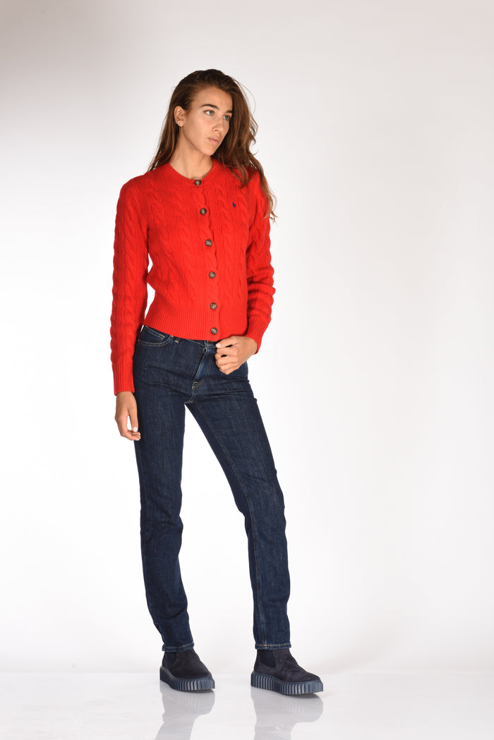 Polo Ralph Lauren Cardigan Treccia Rosso Donna - 4