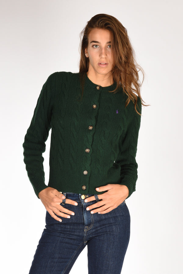 Polo Ralph Lauren Cardigan Treccia Verde Donna