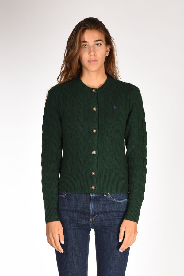 Polo Ralph Lauren Cardigan Treccia Verde Donna-2